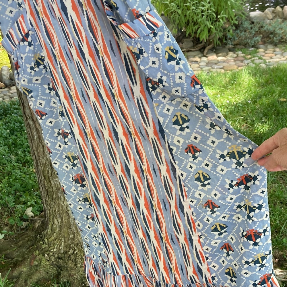 Boho hippie Vintage Urban Outfitters Blue Maxi Cotton Sun Dress - Picture 3 of 16